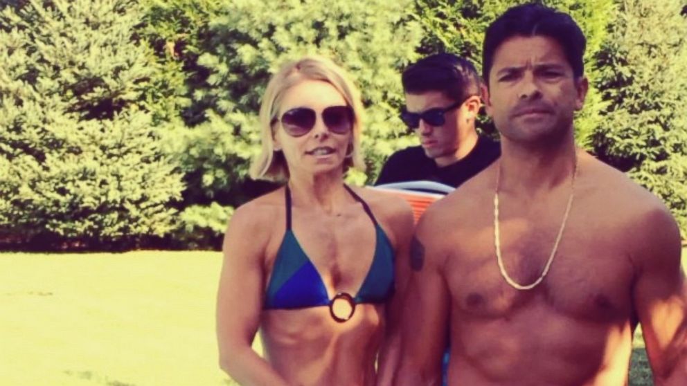 PHOTO: Kelly Ripa and Mark Consuelos in a frame still from a video posted to Instagram on Aug. 20, 2014 with the caption, "Oh boy. Here is our response to the ALS ice bucket challenge. @instasuelos @oddly_long_username."