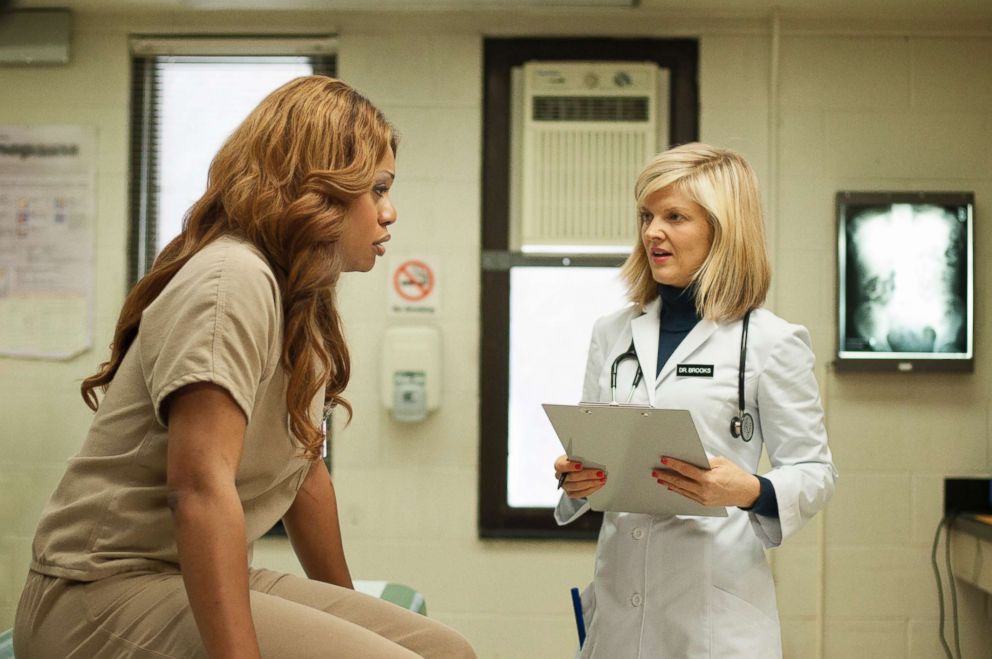 PHOTO: Laverne Cox and Arden Myrin in a scene of Netflixs Orange is the new black season 1.