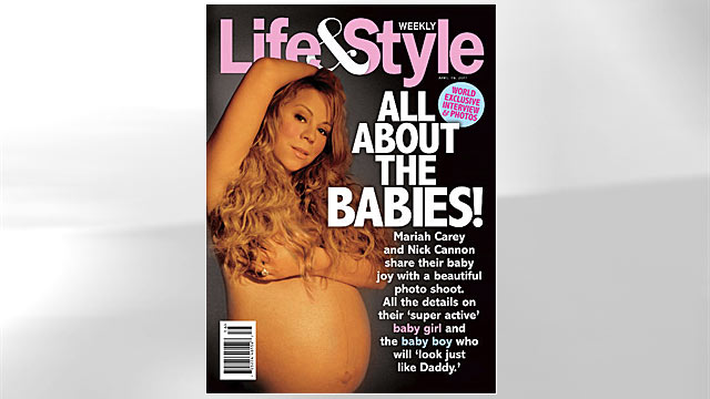 Pregnant Belly Triplets Nude - Mariah Carey, Pregnant With Twins, Bares Baby Belly in Nude ...