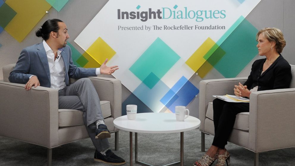 PHOTO: Lin-Manuel Miranda and Judith Rodin speak at Insight Dialogues Presented by The Rockefeller Foundation, on June 23, 2016 in New York City.