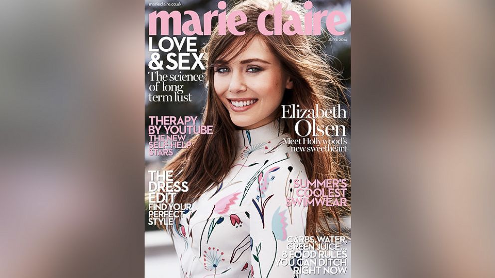 Elizabeth Olsen poses on the cover of the June 2014 edition of Marie Claire.