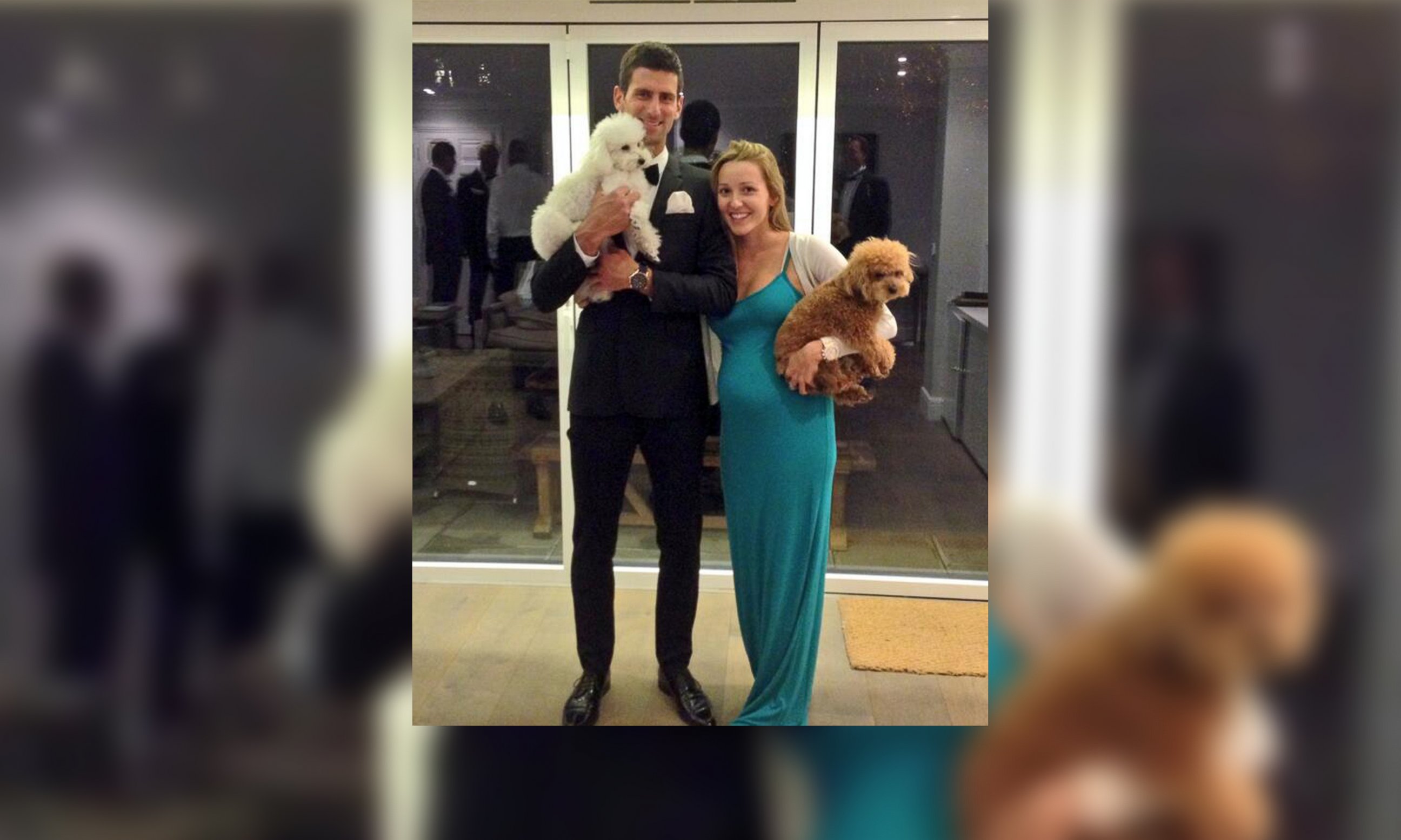 PHOTO: Novak Djokovic and Jelena Ristic are pictured in a photo posted to Djokovic's Twitter account on July 6, 2014 with the note, "My precious little family :)."
