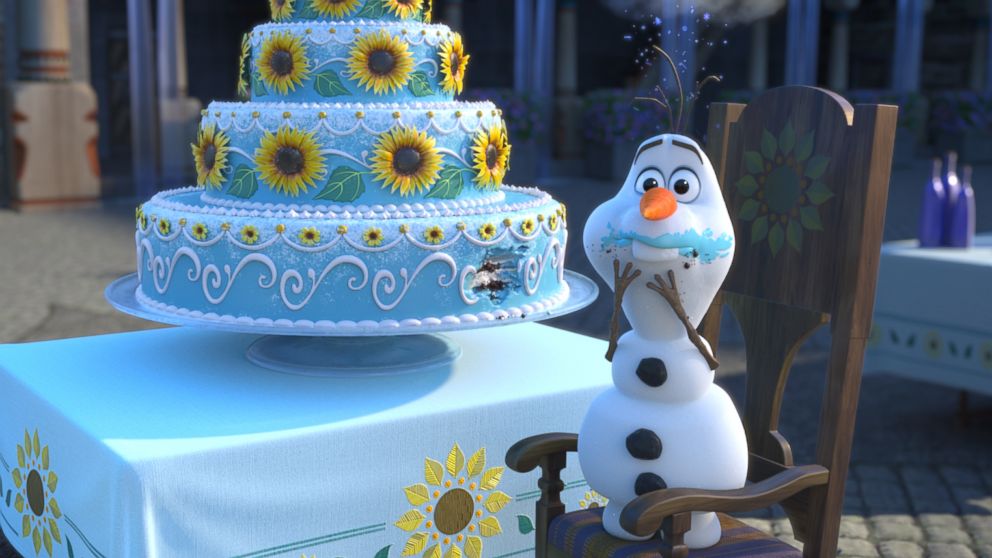 PHOTO: Olaf sneaks a taste of Anna's birthday cake in "Frozen Fever," a short from Disney.