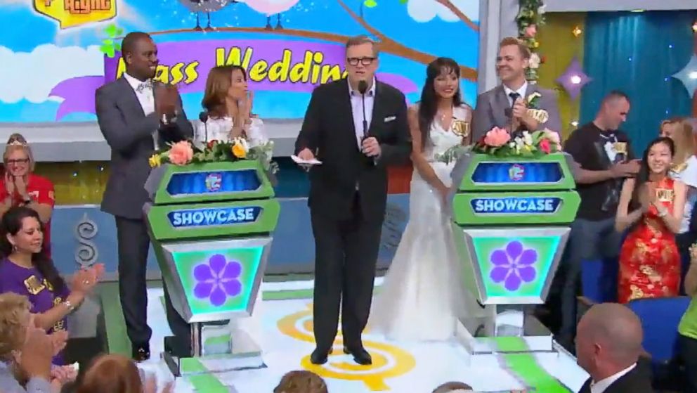 Drew Carey performs a mass wedding as he marries the entire audience on "The Price Is Right", April 17, 2015.