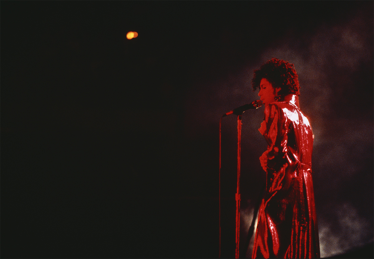 PHOTO: Prince performs onstage during his Purple Rain Tour. 