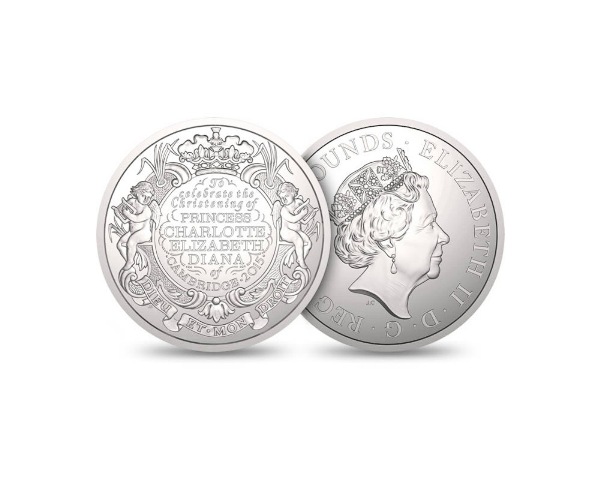 PHOTO: Imagery from the Royal Mint website shows both sides of the new commemorative  coin that has been designed to celebrate the christening of Princess Charlotte of Cambridge.