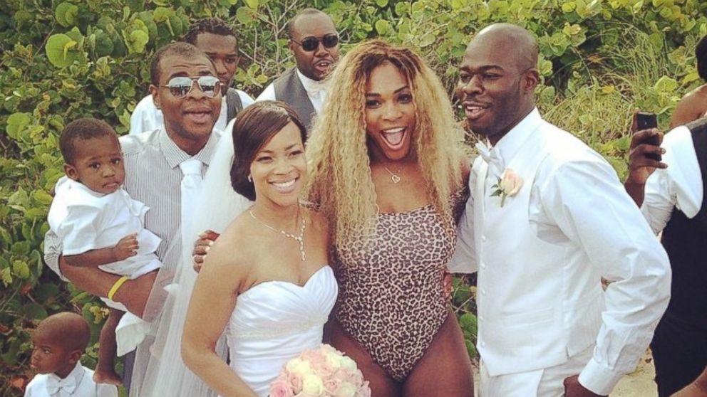 Serena Williams posted this photo on Instagram on May 30, 2014 with the caption, "Wedding crasher!! Congrats!" 