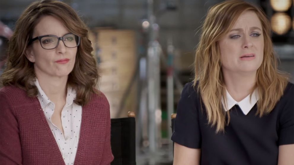 A screen grab of Tina Fey and Amy Poehler from the Youtube clip, "Sisters - The Farce Awakens."