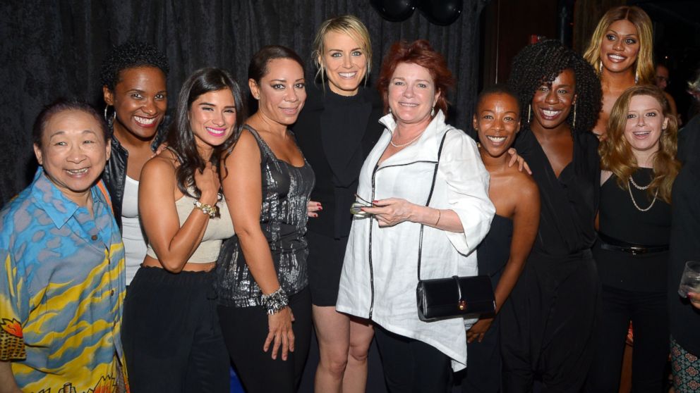 Taylor Schilling celebrates her 30th birthday at CATCH Roof in New York City on July 26, 2014 with several "Orange is the New Black" cast members including Kate Mulgrew, Natasha Lyonne, and Laverne Cox.