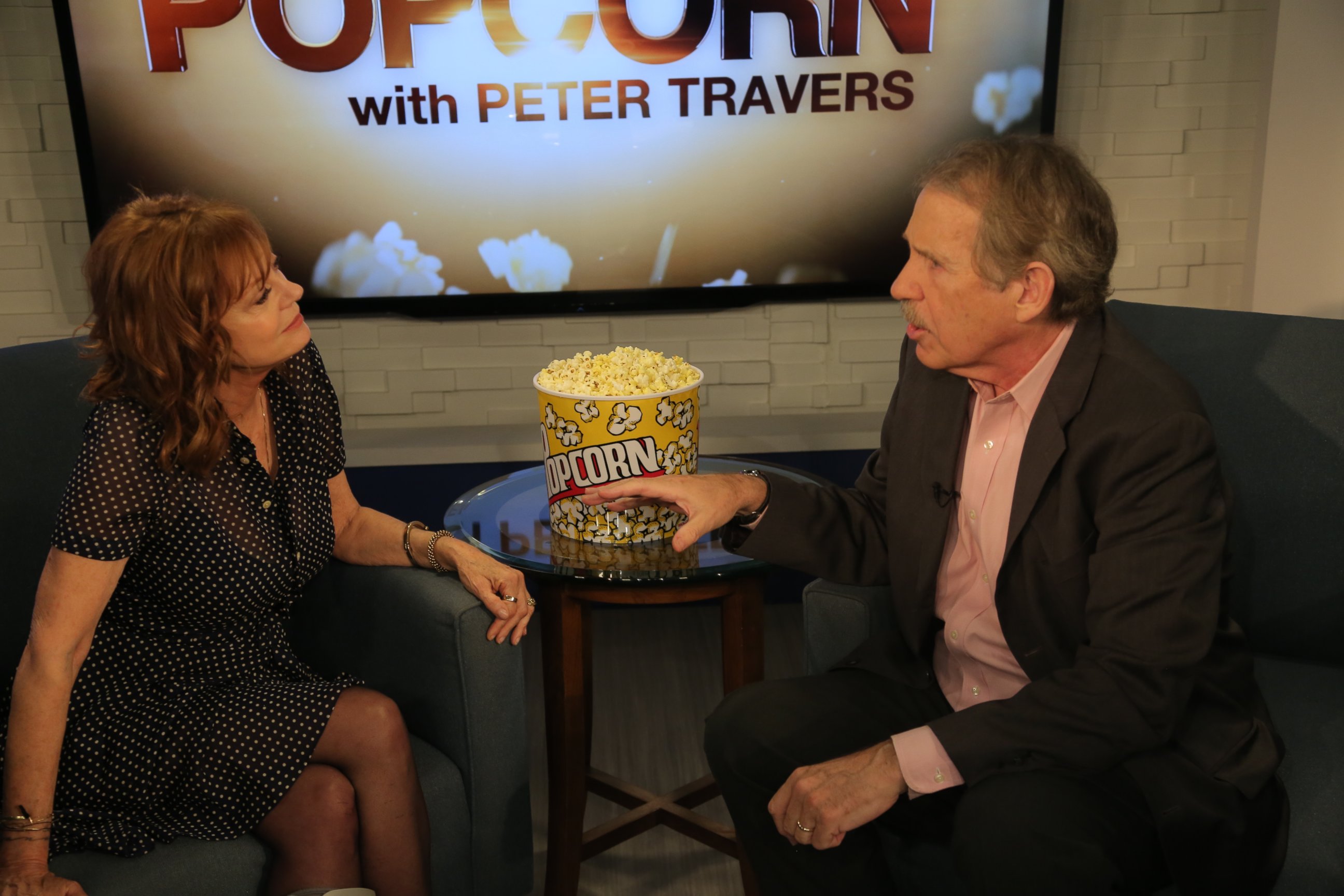 PHOTO: Susan Sarandon and Peter Travers at the ABC Headquarters in New York, April 21, 2016.