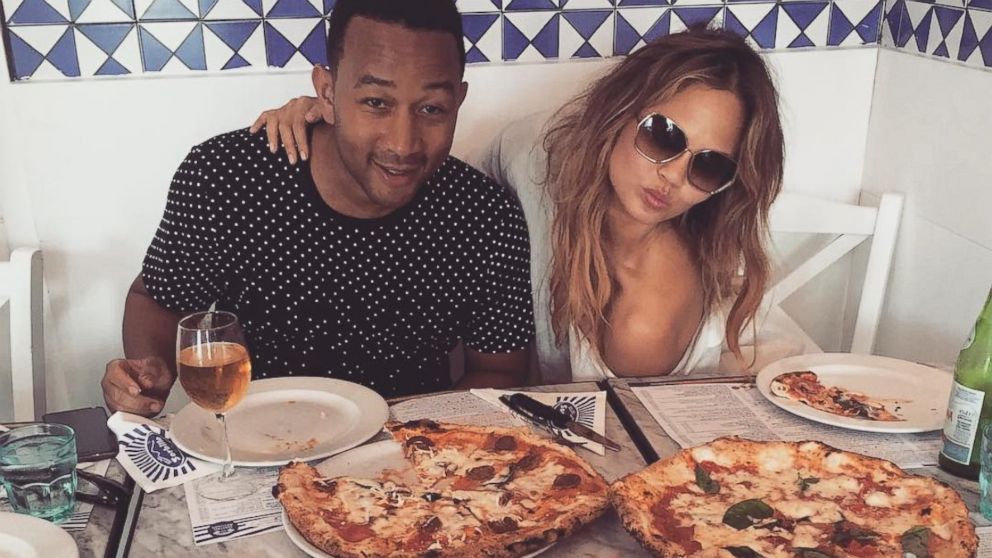 Chrissy Teigen posted this photo with this caption: "pizza in Naples #bucketlist" July 23, 2015. 