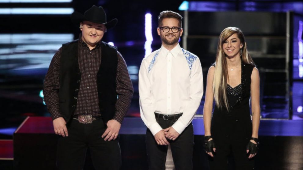 From left, Jake Worthington, Josh Kaufman and Christina Grimmie are pictured on "The Voice."