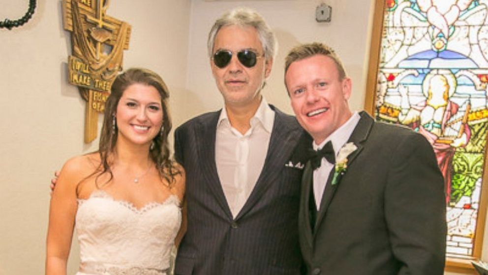 Famed Italian tenor Andrea Bocelli went undercover for "Good Morning America" to surprise a couple at their New Jersey wedding.