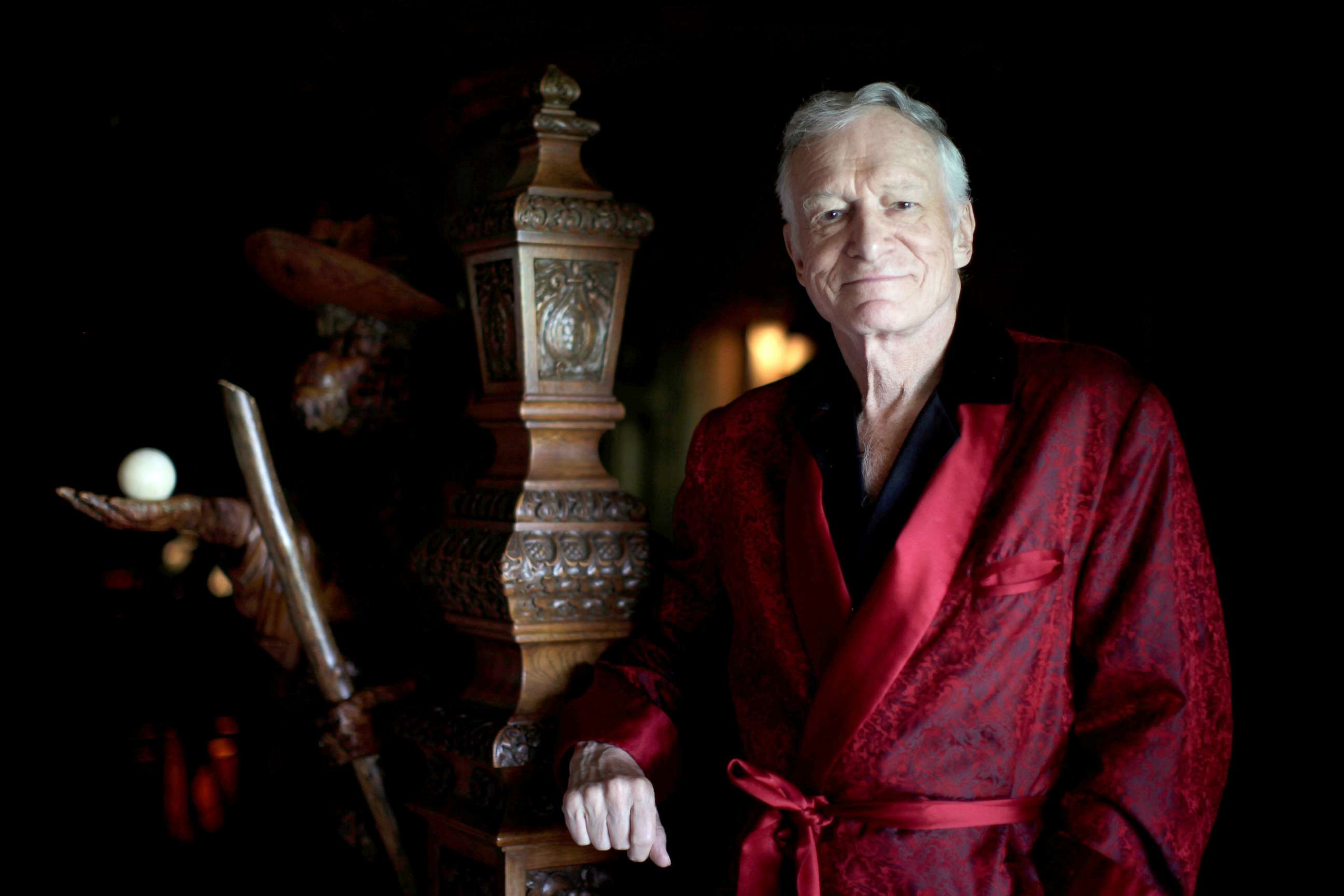 PHOTO: Playboy magazine founder Hugh Hefner poses for a portrait at his Playboy mansion in Los Angeles, July 27, 2010.