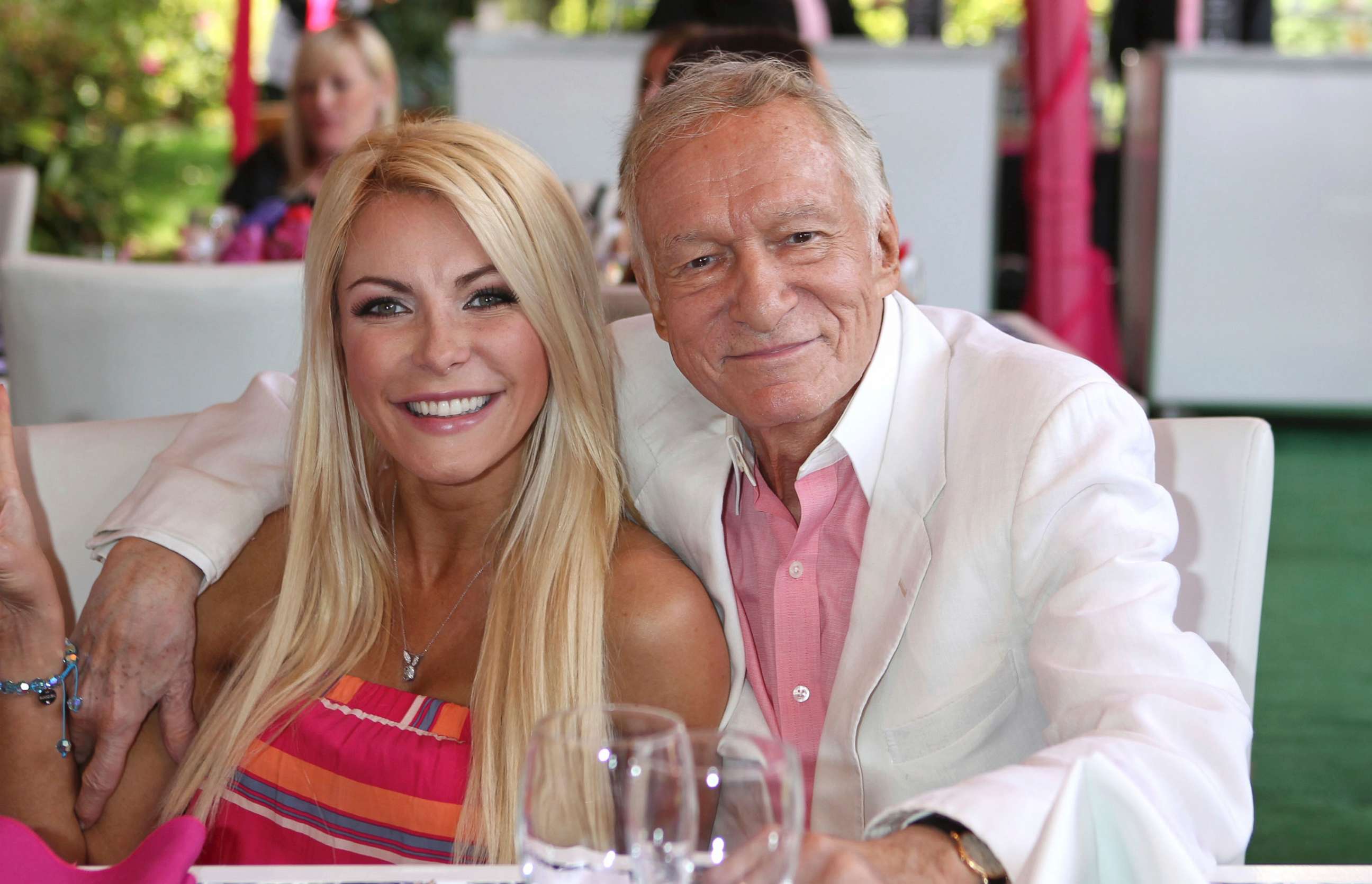 PHOTO: Hugh Hefner and his wife Crystal Harris, Playboy's 2013 Playmate Of The Year luncheon at The Playboy Mansion in Holmby Hills, Los Angeles, Calif., May 9, 2013. 