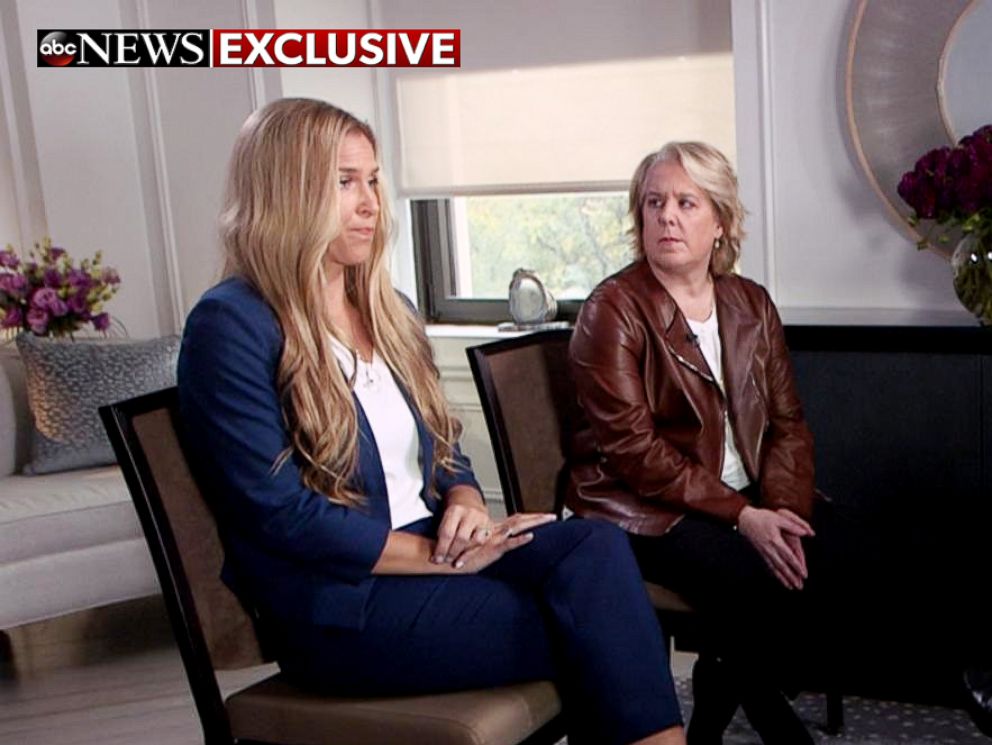 PHOTO: Melanie Kohler, left, who accused filmmaker Brett Ratner of rape, and her attorney, Robbie Kaplan, speak to ABC News chief anchor George Stephanopoulos.