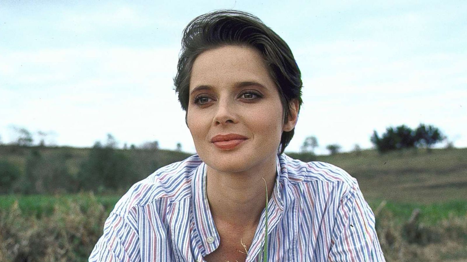 PHOTO: Isabella Rossellini on a bike for Lancome TV advertisement, April 1, 1983.