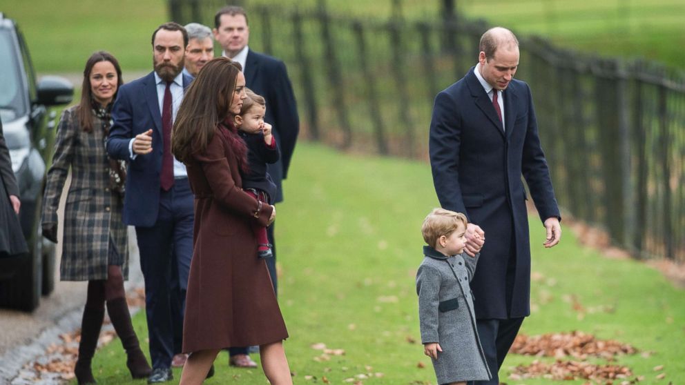 PHOTO: In this file photo, Prince William, Duke of Cambridge, Catherine, Duchess of Cambridge, Prince George of Cambridge, Princess Charlotte of Cambridge, Pippa Middleton and James Middleton attend Church, Dec. 25, 2016, in Bucklebury, Berkshire, U.K.