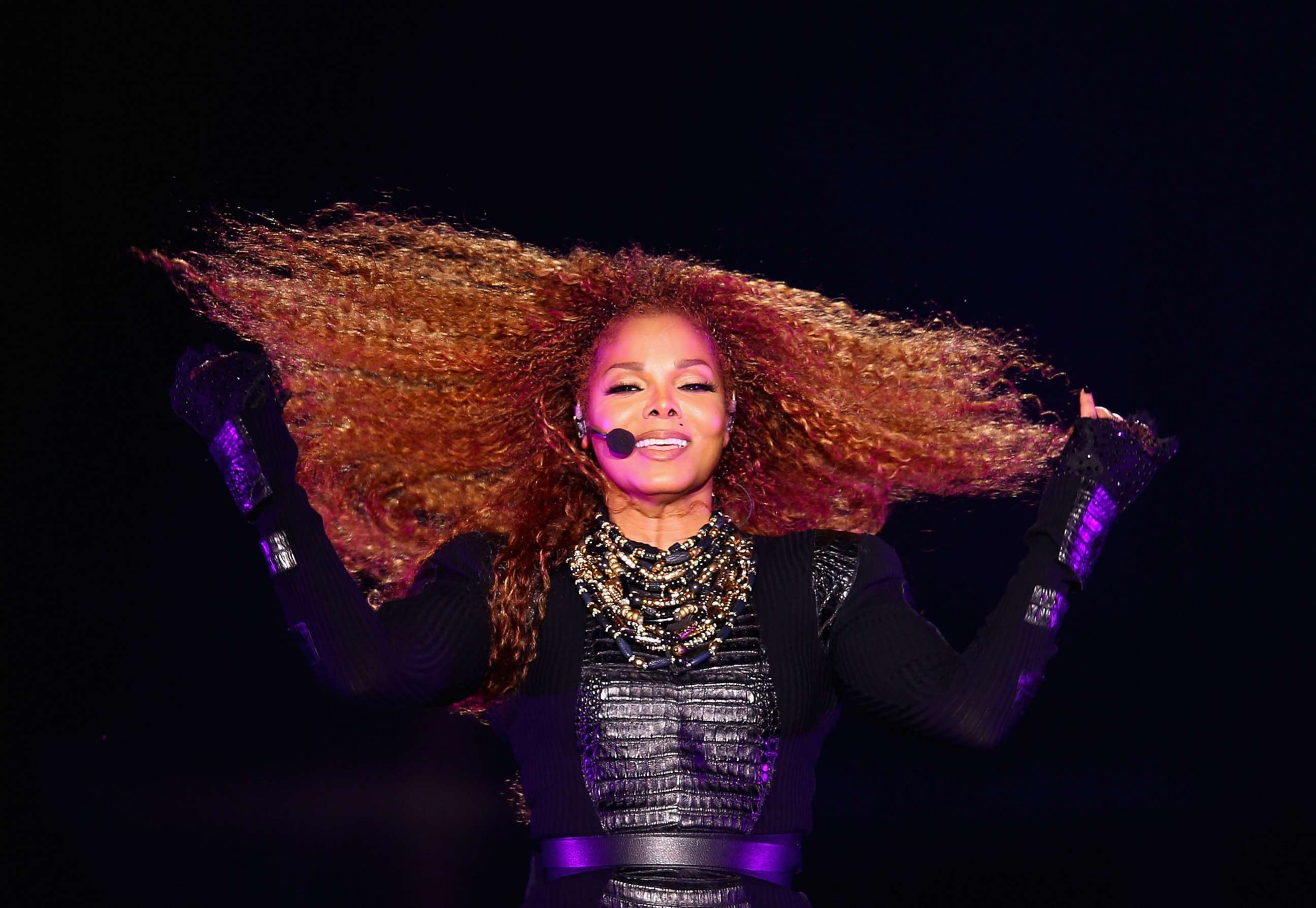 PHOTO: Janet Jackson performs after the Dubai World Cup at the Meydan Racecourse on March 26, 2016 in Dubai, United Arab Emirates.