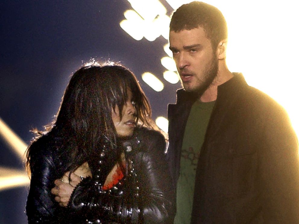PHOTO: Singer Janet Jackson covers her breast after her outfit came undone during a number with Justin Timberlake during the halftime show of Super Bowl XXXVIII in Houston in this Feb. 1, 2004 file photo.