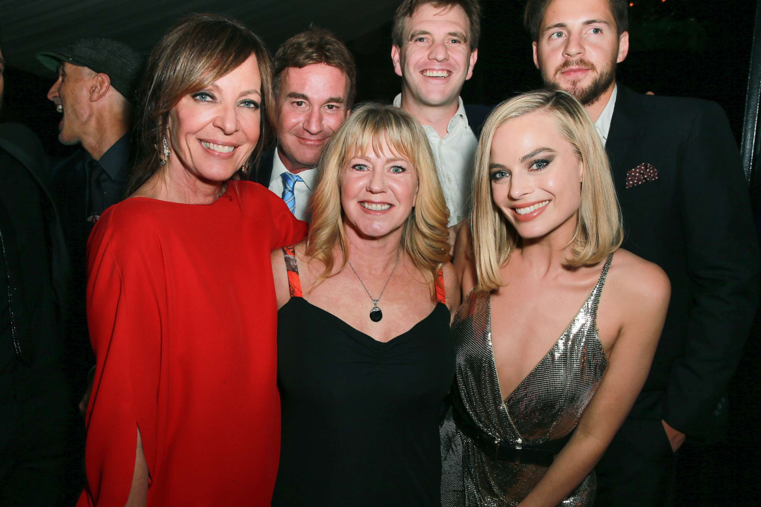 PHOTO: Allison Janney, Steven Rogers, Tonya Harding, Bryan Unkeless, Margot Robbie and Ricky Russert attend the after party for the premiere of Neon and 30 West's "I, Tonya," Dec. 5, 2017, in Hollywood, Calif.