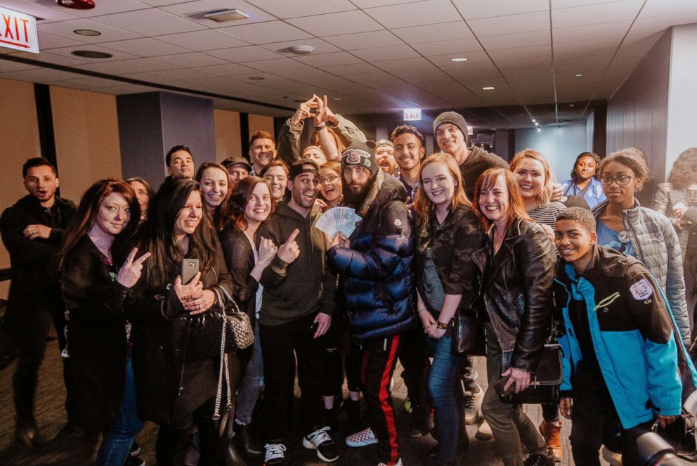 PHOTO: Jared Leto, frontman of Thirty Seconds to Mars, poses for a photo with fans during his "Mars Across America" tour, April 3, 2018.