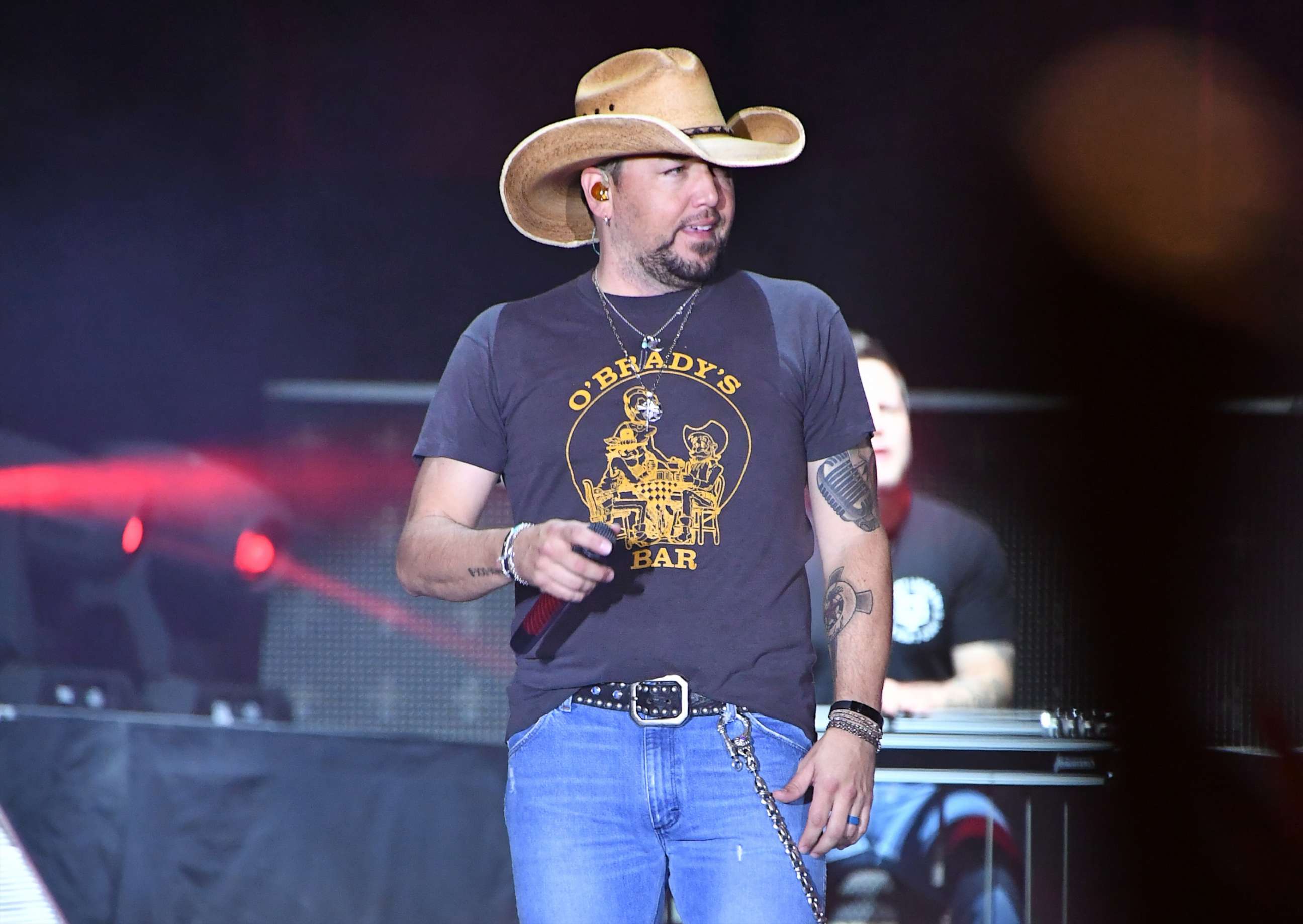 PHOTO: Recording artist Jason Aldean performs during the Route 91 Harvest country music festival at the Las Vegas Village, Oct. 1, 2017 in Las Vegas, Nevada. 