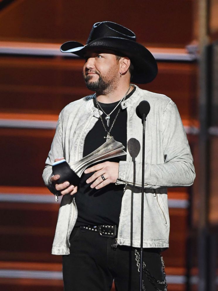 PHOTO: Jason Aldean accepts the Entertainer of the Year award onstage during the 53rd Academy of Country Music Awards at MGM Grand Garden Arena, April 15, 2018, in Las Vegas.
