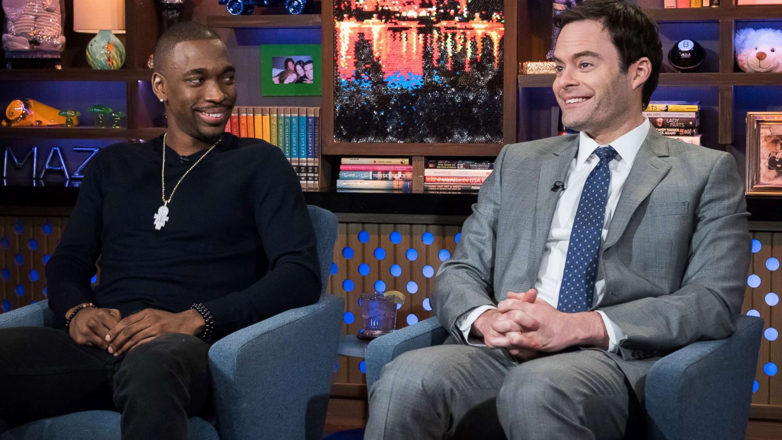 PHOTO: Jay Pharoah and Bill Hader appear on "Watch What Happens Live With Andy Cohen," March 22, 2018.