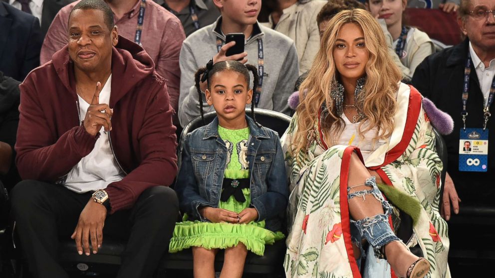 PHOTO: Jay Z, Blue Ivy Carter and Beyonce Knowles attend the 66th NBA All-Star Game at Smoothie King Center, Feb. 19, 2017, in New Orleans.