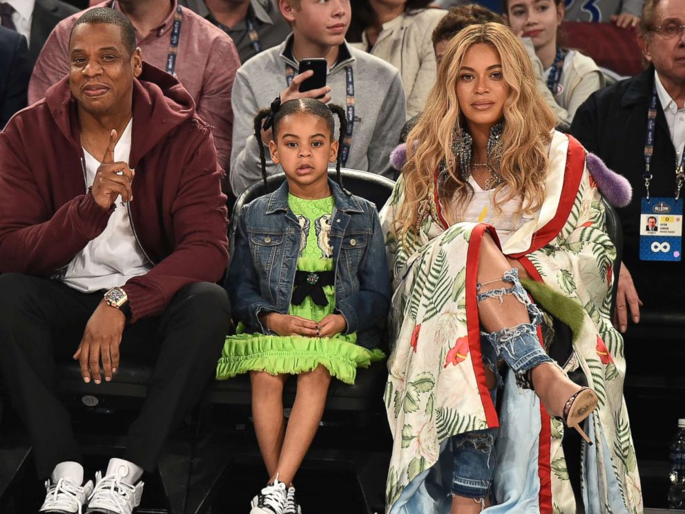 PHOTO: Jay Z, Blue Ivy Carter and Beyonce Knowles attend the 66th NBA All-Star Game at Smoothie King Center, Feb. 19, 2017, in New Orleans.