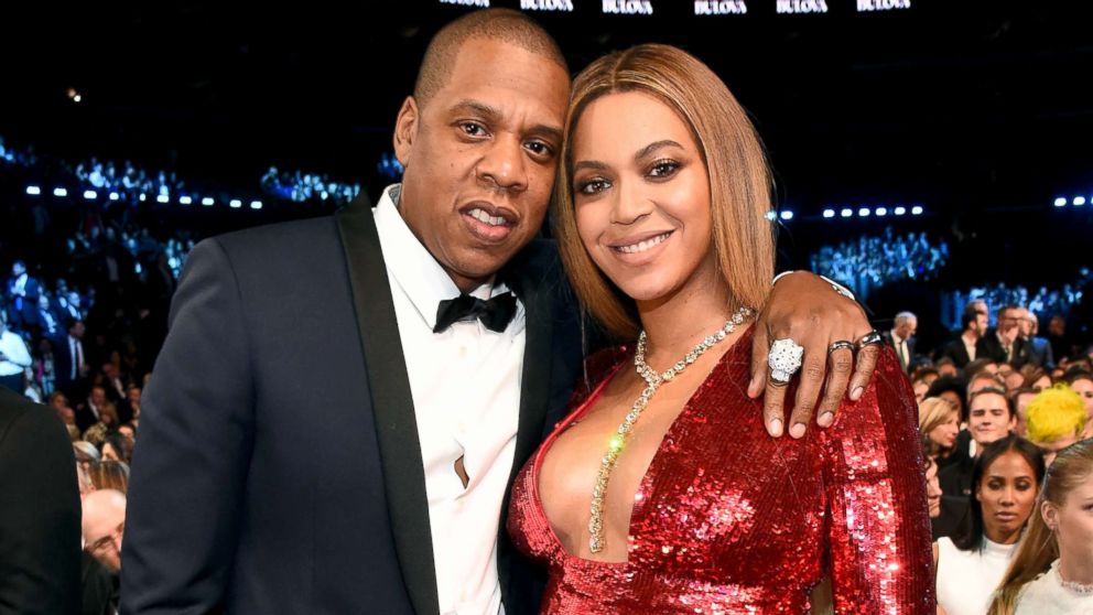 Jay Z and Beyonce attend the 59th Grammy Awards at the Staples Center, Feb. 12, 2017, in Los Angeles.