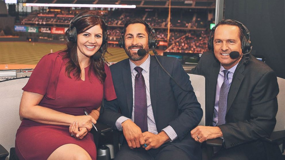 PHOTO: Jenny Cavnar became among the first women ever to call play-by-play for a major league baseball broadcast during the Rockies game, April 23, 2018.