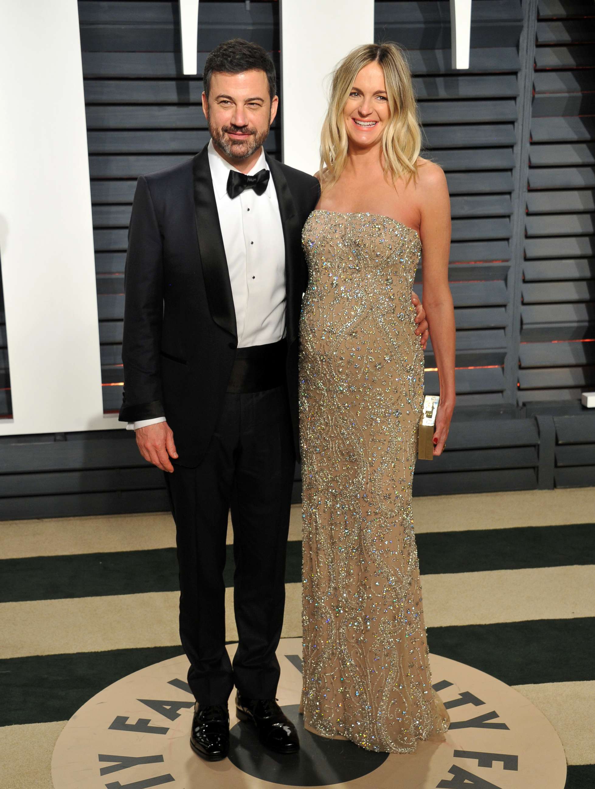 PHOTO: Jimmy Kimmel and wife Molly McNearney arrive at the 2017 Vanity Fair Oscar Party, Feb. 26, 2017, in Beverly Hills, Calif.