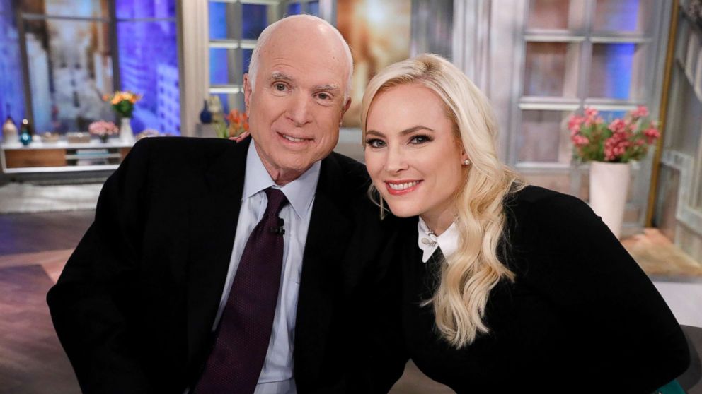PHOTO: Senator John McCain poses for a photo with his daughter Meghan on ABC's "The View," Oct 23, 2017.