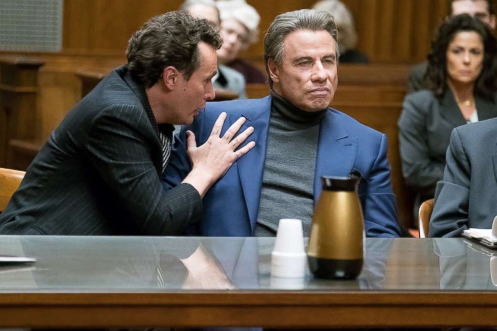 PHOTO: John Travolta, right, as John Gotti Sr., in a scene from "Gotti."