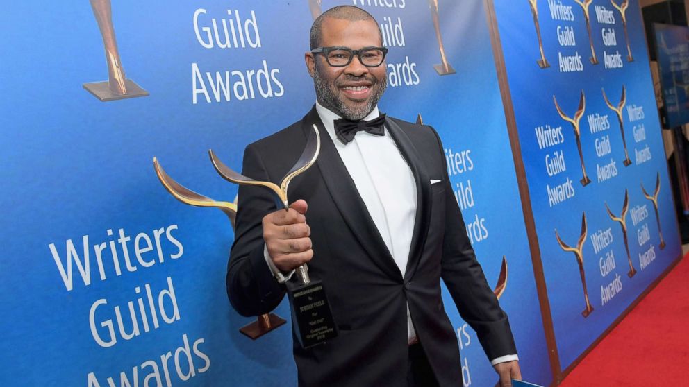 PHOTO: Writer/actor/director Jordan Peele poses with 'Original Screenplay' award for 'Get Out' during the 2018 Writers Guild Awards L.A. Ceremony at The Beverly Hilton Hotel, Feb. 11, 2018 in Beverly Hills, Calif.