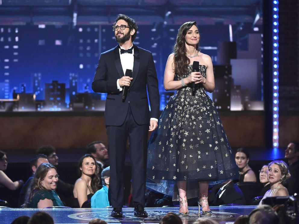 PHOTO: Josh Groban and Sara Bareilles speak onstage during the 72nd Annual Tony Awards at Radio City Music Hall, June 10, 2018, in New York City.