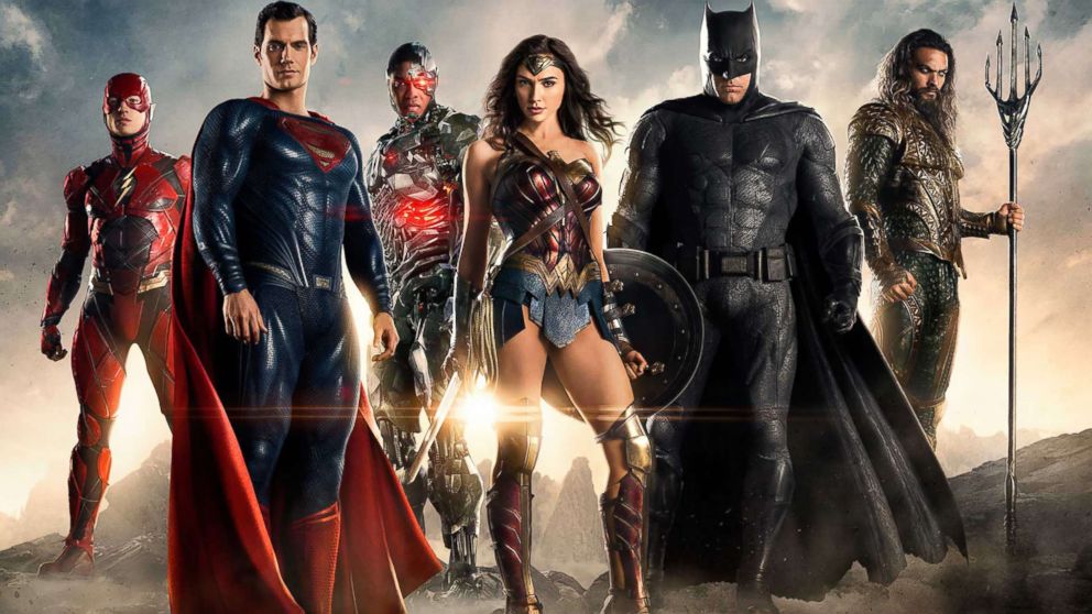 Ben Affleck, Henry Cavill, Jason Momoa, Gal Gadot, Ezra Miller, and Ray Fisher in "Justice League."