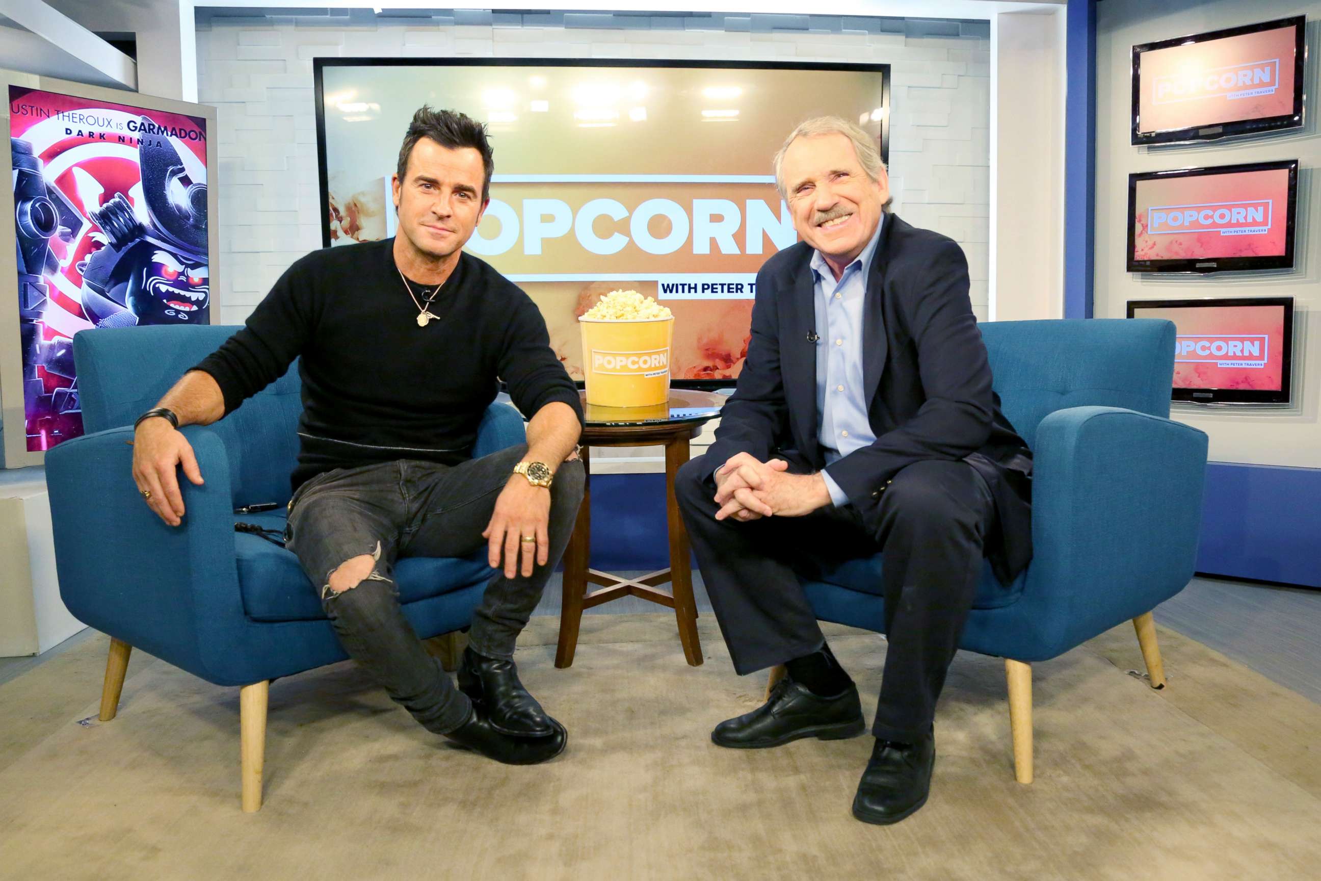 PHOTO: Justin Theroux appears on "Popcorn with Peter Travers" at ABC News studios, Sept. 20, 2017, in New York City.
