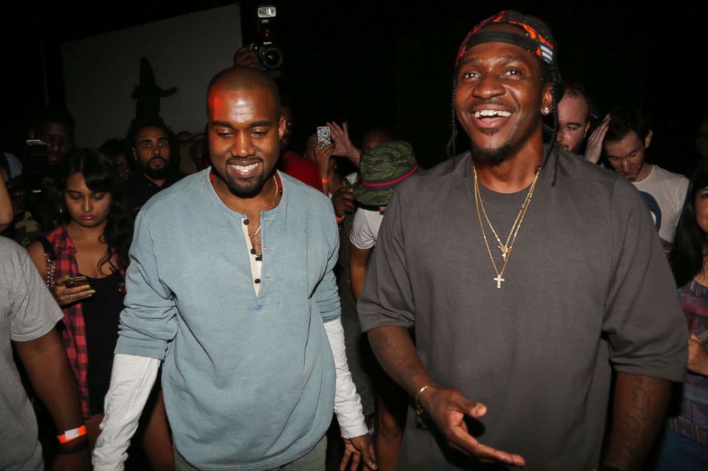 PHOTO: Kanye West and Pusha T attend the 'MNIMN' listening event at Industria Superstudio in New York City, Sept. 11, 2013.