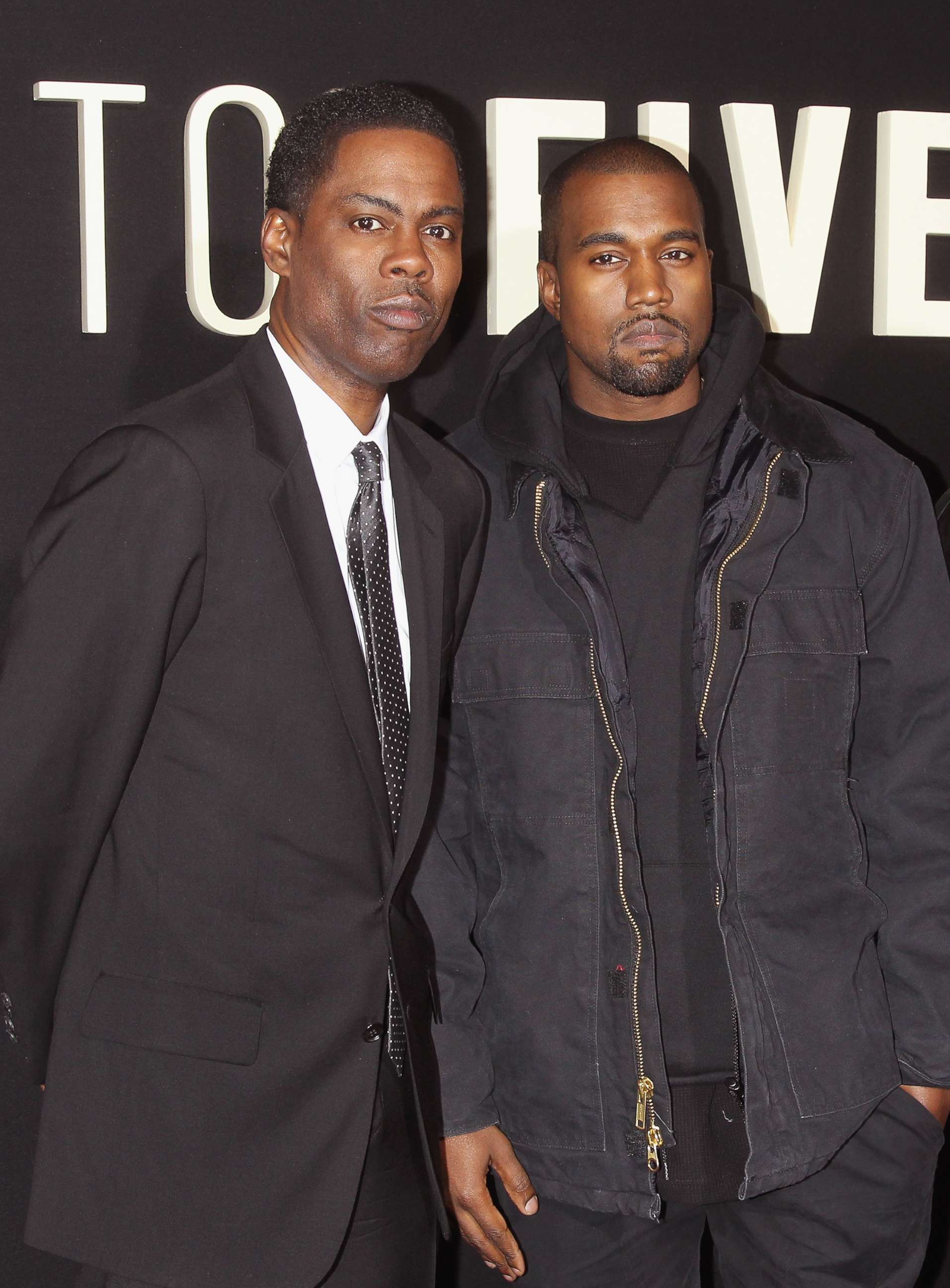 PHOTO: Chris Rock and Kanye West attend the "Top Five" New York premiere at Ziegfeld Theater on Dec. 3, 2014 in New York.