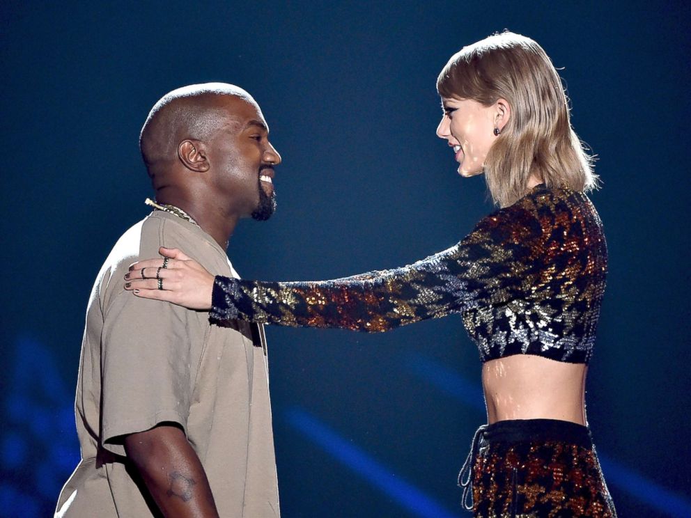 PHOTO: In this file photo, recording artist Kanye West accepts the Video Vanguard Award from recording artist Taylor Swift onstage during the 2015 MTV Video Music Awards at Microsoft Theater, Aug. 30, 2015, in Los Angeles.