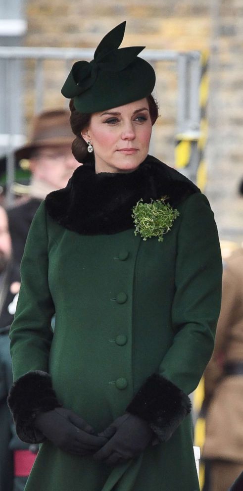 PHOTO: Duchess of Cambridge, Kate Middleton at the St. Patrick's Day Parade in Cavalry Barracks, Hounslow, West London, March 17, 2018.