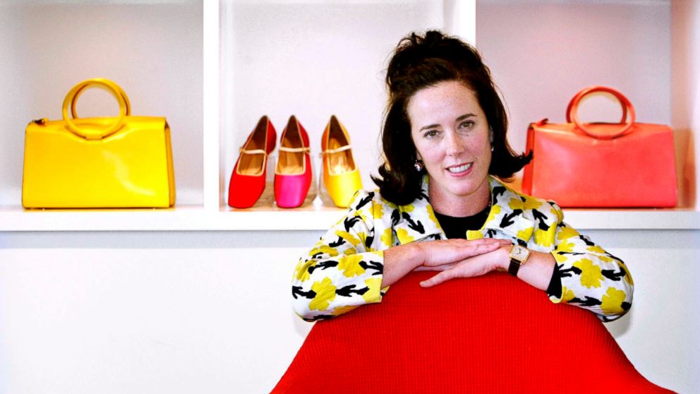 PHOTO: In this May 13, 2004 file photo, designer Kate Spade poses with handbags and shoes from her next collection in New York.