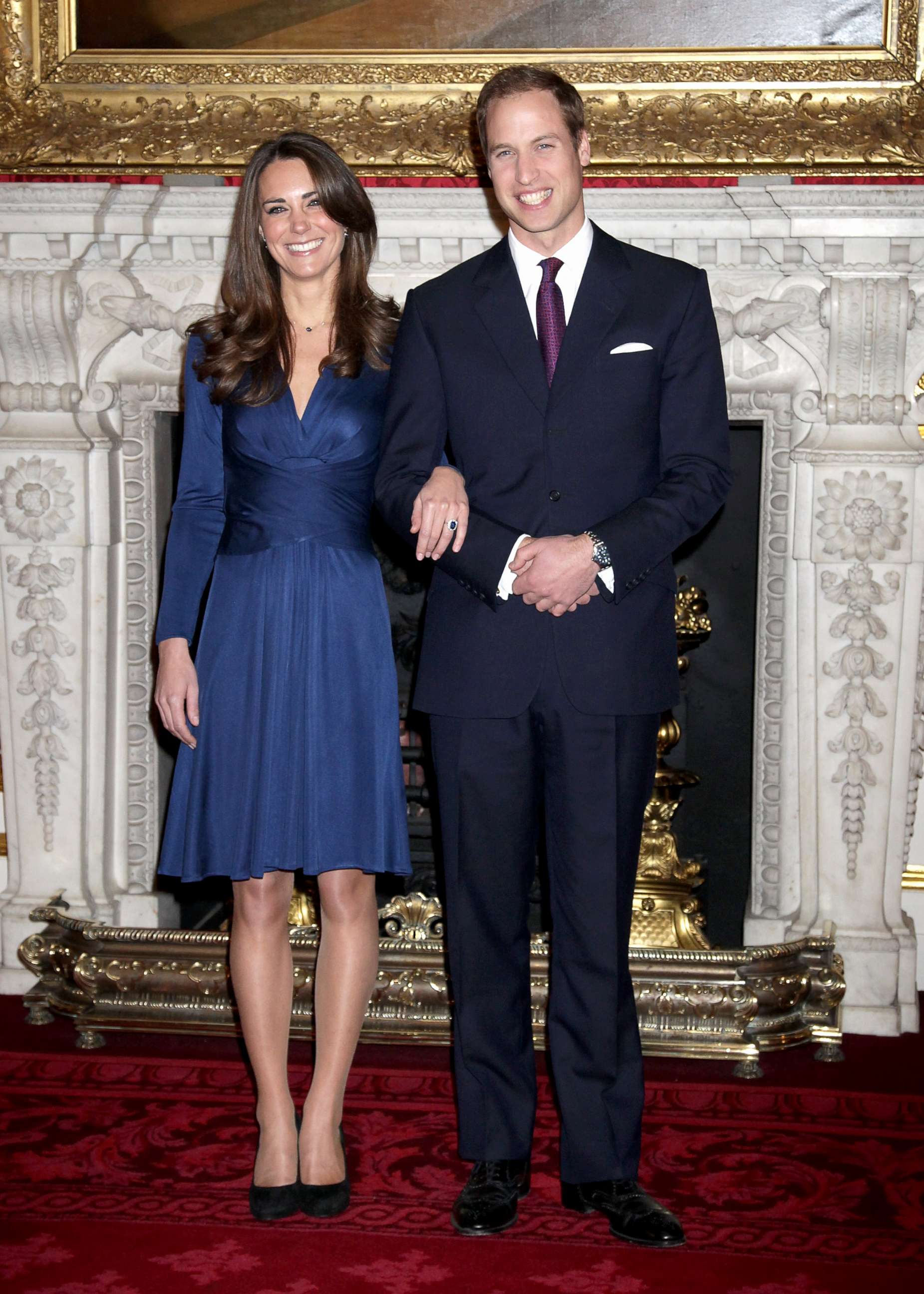 PHOTO: Prince William and Kate Middleton pose for photographs in the State Apartments of St James Palace, Nov. 16, 2010, in London.