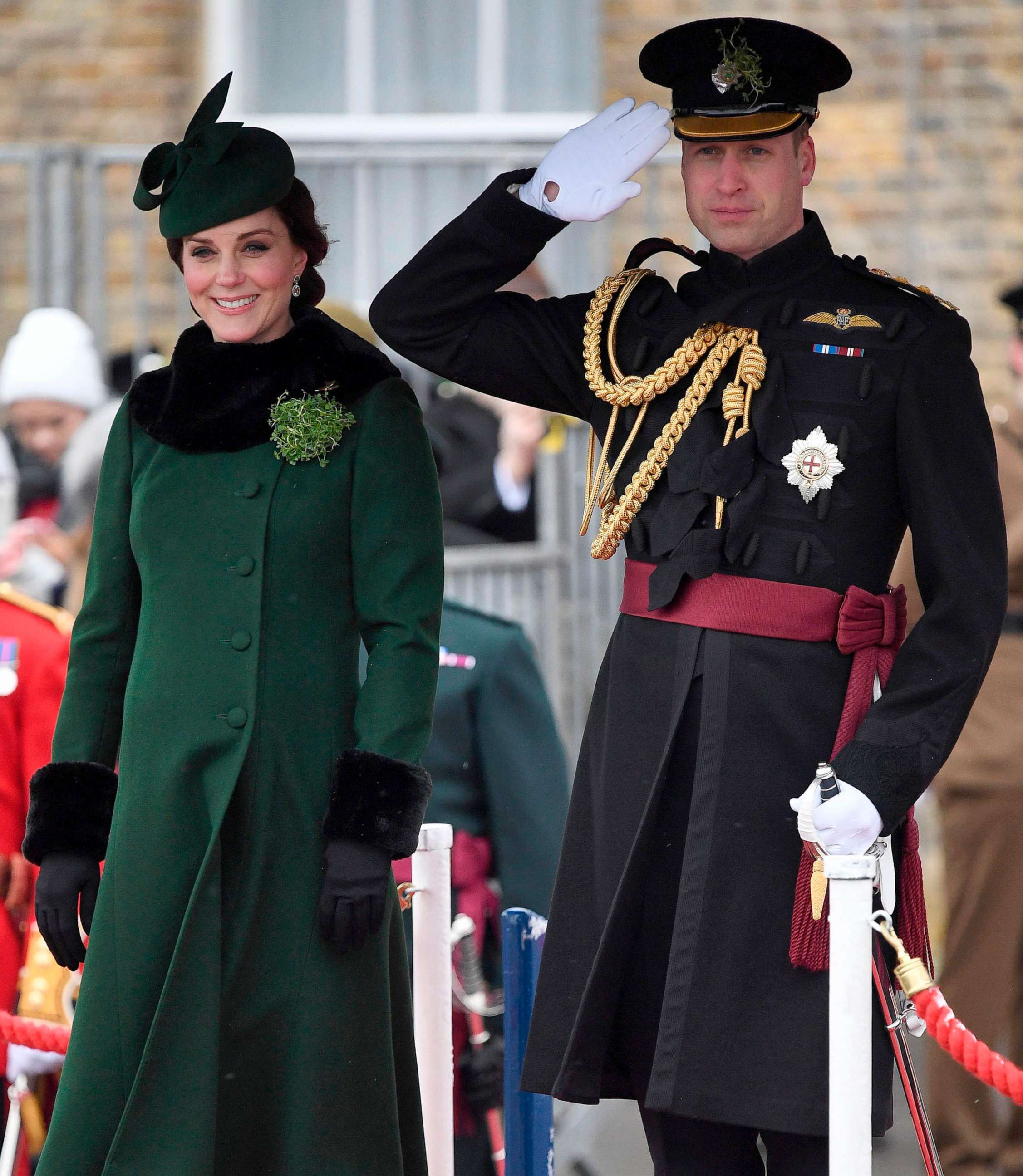 PHOTO: Kate and Prince William attend the St. Patrick's Day Parade with the 1st Battalion Irish Guards at Cavalry Barracks, Hounslow, London, March 17, 2018.