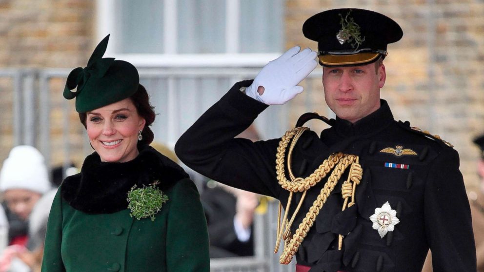 PHOTO: Kate and Prince William attend the St. Patrick's Day Parade with the 1st Battalion Irish Guards at Cavalry Barracks, Hounslow, London, March 17, 2018.