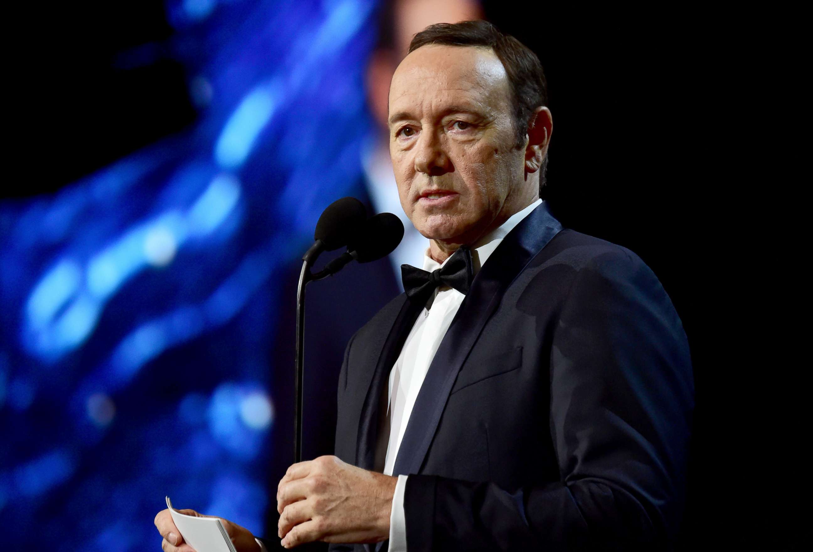 PHOTO: Kevin Spacey speaks onstage at the 2017 AMD British Academy Britannia Awards at The Beverly Hilton Hotel on Oct. 27, 2017 in Beverly Hills, Calif.