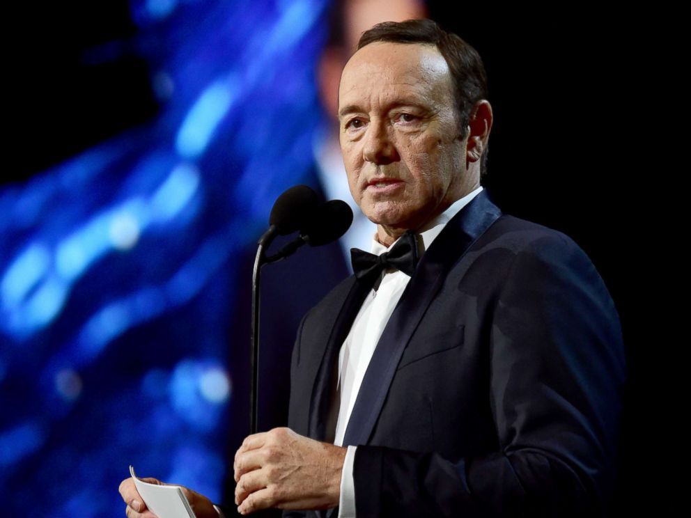 PHOTO: Kevin Spacey speaks onstage at the 2017 AMD British Academy Britannia Awards at The Beverly Hilton Hotel on Oct. 27, 2017 in Beverly Hills, Calif.